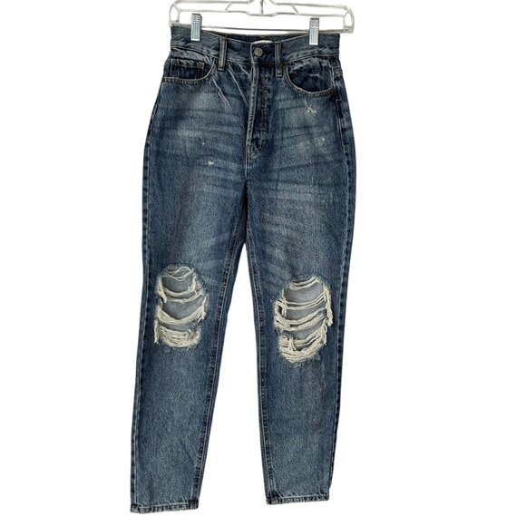 PacSun Button Fly Jeans Womens Size 24 Waist Ultra High Rise Slim Distressed - Picture 1 of 13